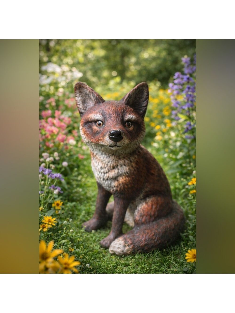VINTAGE Realistic LARGE Brown Orange Ceramic Fox Statue Garden and Home Decor 🦊